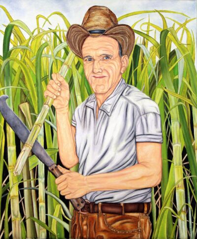 Sugarcane cutter portrait oil painting print by Louisiana artist Craig LeBlanc